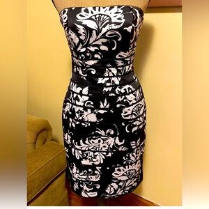 White House black market floral strapless dress